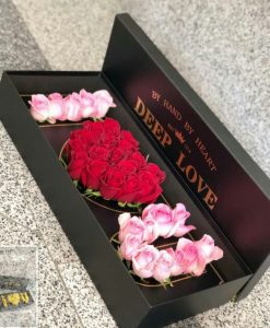 گل هروی | باکس گل رز قرمز و صورتی مناسب ولنتاین